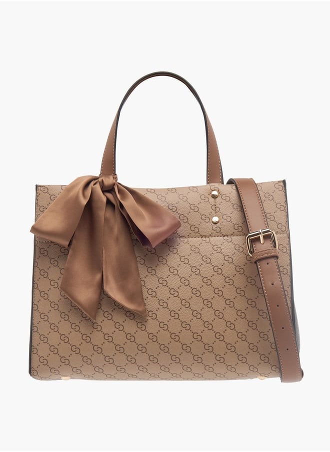 Celeste Womens Tote Bag With Scarf Detail And Zip Closure  - Image 2