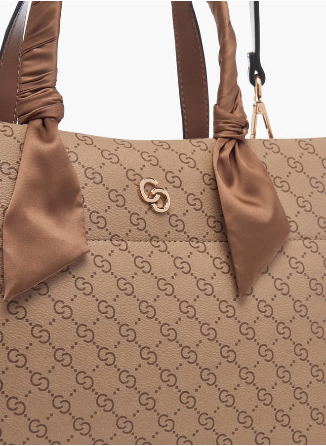 Celeste Womens Tote Bag With Scarf Detail And Zip Closure  - Image 4