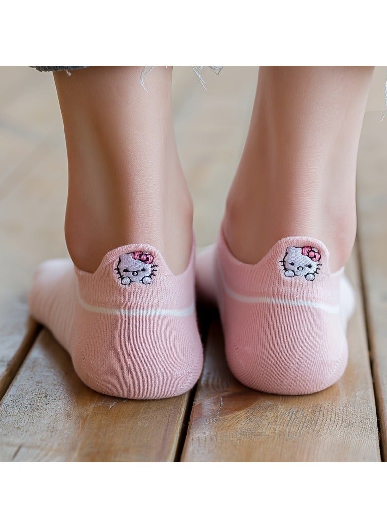 5 Pairs Sanrio Embroidery Pink Socks - Image 2