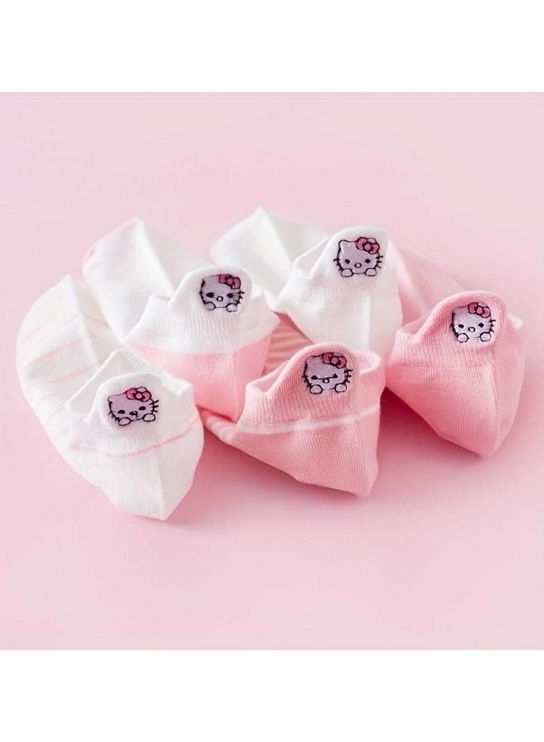 5 Pairs Sanrio Embroidery Pink Socks - Image 4