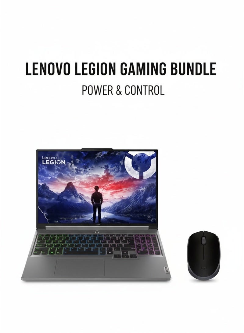 Lenovo Legion 5 Gaming Laptop With 16-Inch WQXGA (2560x1600) 165Hz Display, Core i7-14650HX Processor/16GB RAM/1TB SSD/6GB NVIDIA GeForce RTX 4050 Graphics Card/DOS(Without Windows) English/Arabic Luna Grey & M171 Reliable Wireless Connectivity Mouse 2.4 GHz With USB BlackBundle - Image 1