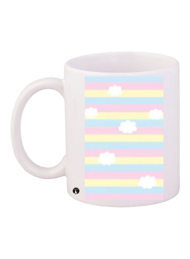 RYN Clouds Printed Coffee Mug White/Yellow/Blue 11ounce