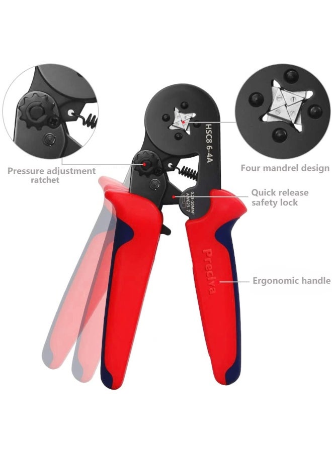 Ferrule Crimping Tool Kit  Awg23-7 Self-Adjustable Ratchet Wire Crimping Tool Kit Crimper Plier Set With 1200Pieces Wire Terminals Crimping Connectors Wire End Ferrules