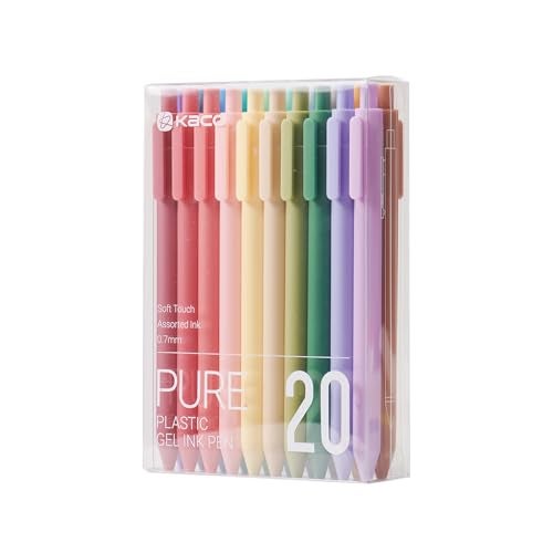 Kaco PURE Gel Pens 20 Assorted Color Ink 0.7mm, Medium Point, Aesthetic Cute Stationery Pens for Journaling Pens - Image 1