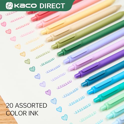 Kaco PURE Gel Pens 20 Assorted Color Ink 0.7mm, Medium Point, Aesthetic Cute Stationery Pens for Journaling Pens - Image 3