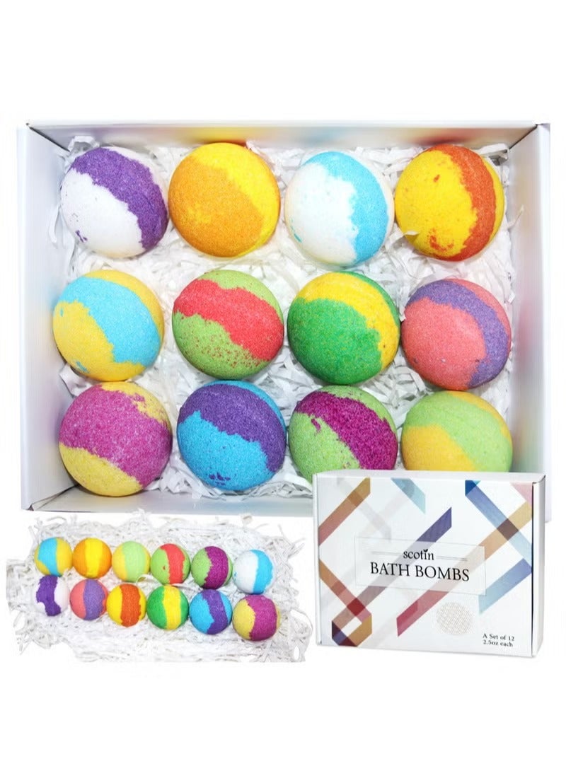 Bath Bombs 12Pcs Bath Bombs Gift Set for Women & Kids,Organic Bubble Bath Bombs with 12Scents,Gift Set for Women,Kids - Image 2