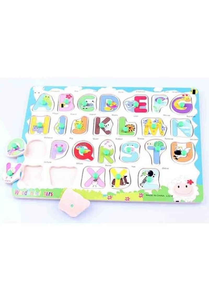 Clicko Wooden Alphabet Puzzle – Montessori ABC Learning Board for Kids & Toddlers – Preschool Educational Toy for Early Literacy - Image 1