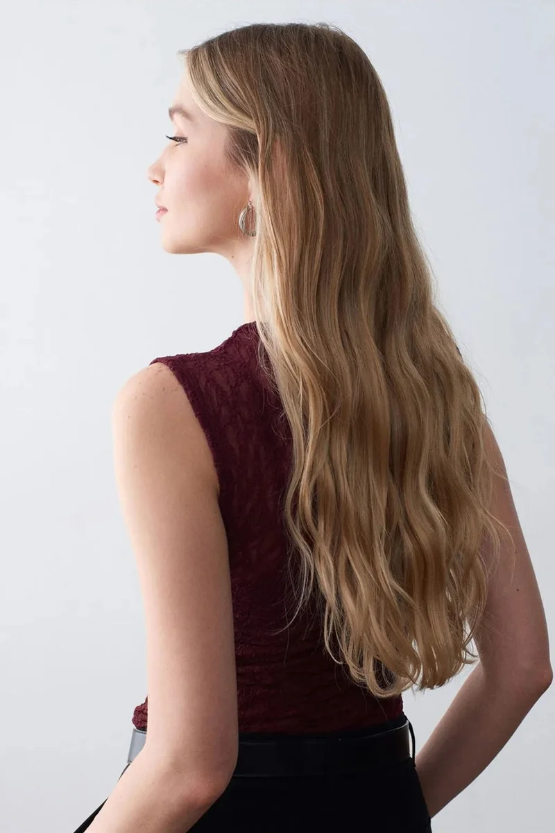 Dilvin Burgundy Red DILVIN Sleeveless Lace Ribbed Blouse for Women | Best Price UAE