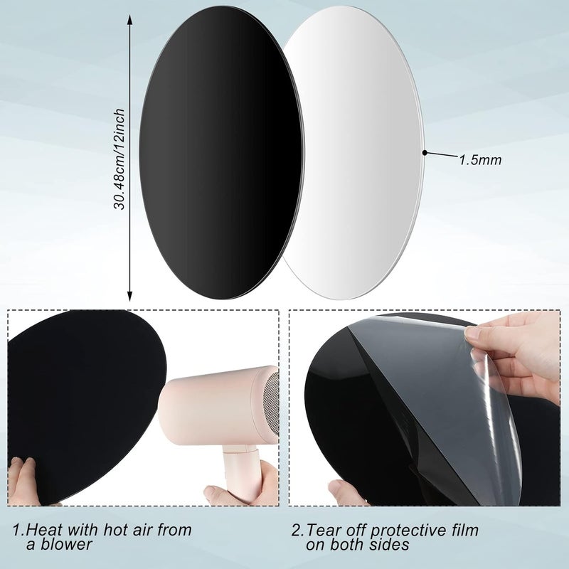 Yookeer 2 Pieces 12 Inch Reflective Display Table Riser Professional Product Photography Black and White Background Product Display - Image 3