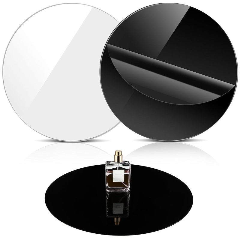 Yookeer 2 Pieces 12 Inch Reflective Display Table Riser Professional Product Photography Black and White Background Product Display - Image 1