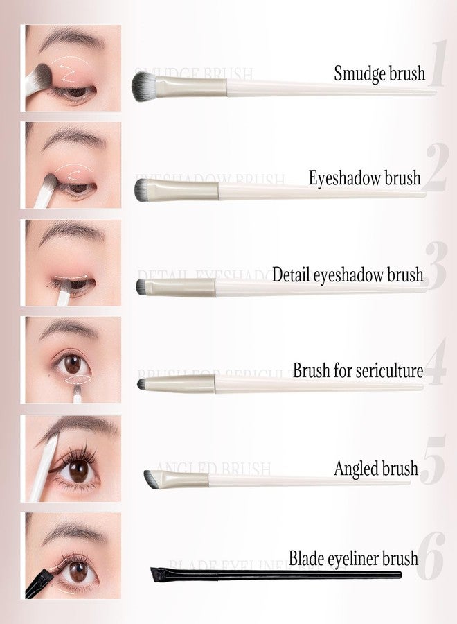 BOROLA 6Pcs Eye Makeup Brush Set, Soft Hairs Eyeshadow Brush Kit, Professional Eyes Brush for Concealer Eyebrows Eyeliner Highlighter with Snap-On Case, Beginner Friendly - Image 2