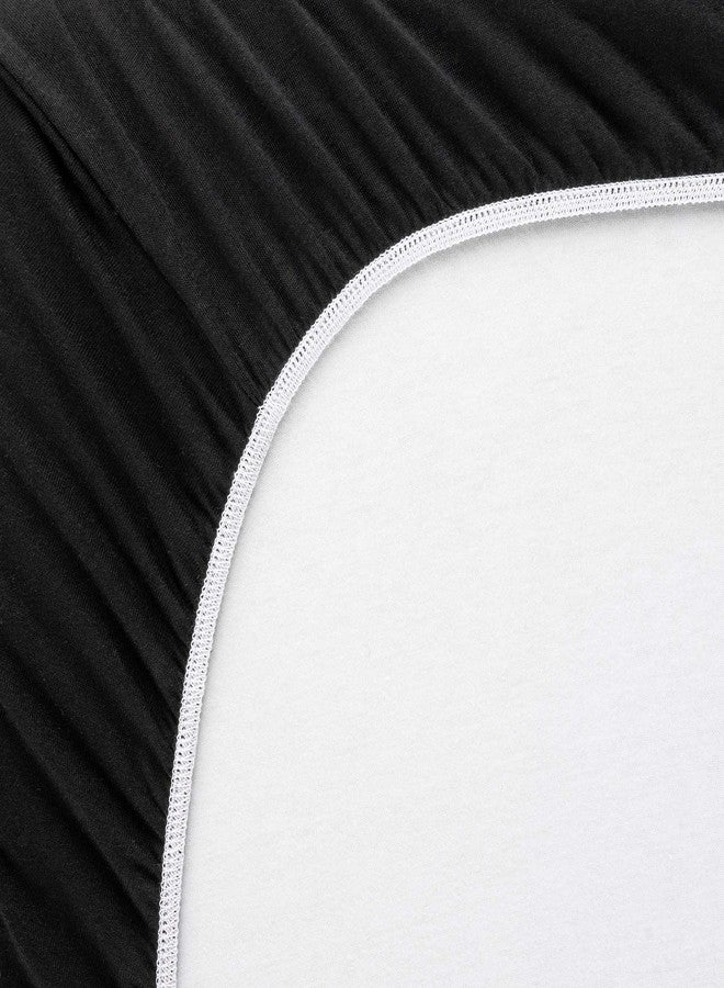 SHEETWORLD.COM SheetWorld Fitted 100% Cotton Jersey Bassinet Sheet 15 x 33, Solid Black, Made in USA - Image 2