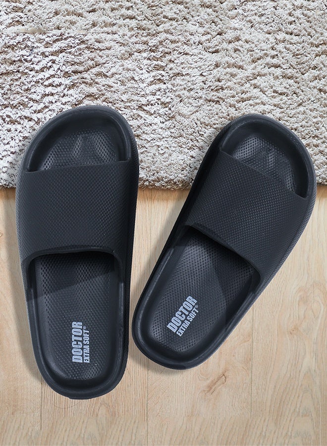 DOCTOR EXTRA SOFT Men's Classic Ultra Soft Sliders/Slippers with Cushion FootBed for Adults | Comfortable & Lightweight | Stylish & Anti-Skid | Waterproof & Everyday Flip Flops for Gents & Boys D-504