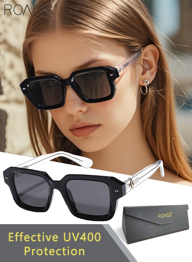 roaiss Women's Square Polarized Sunglasses, UV400 Protection Sun Glasses with TR Frame, Fashion Anti-Glare Sun Shades for Women with Glasses Case, 52mm - Image 1