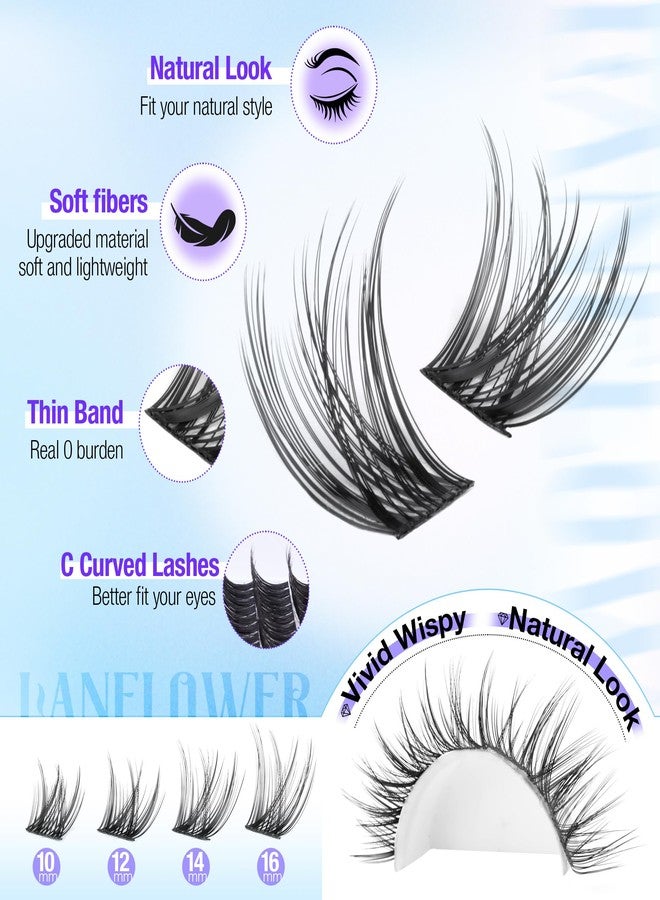 LANFLOWER Natural Lash Clusters Kit Wispy Lash Extension Kit 10-16mm Eyelash Clusters C Curved Cluster Eyelash Extensions Long-lasting Eyelash Extension Kit with Lash Bond and Seal, Lash Remover by Lanflower - Image 4