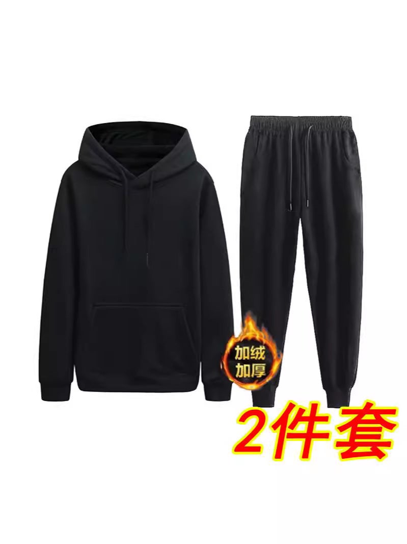 2024 Niche Winter Fleece-Lined Solid Color Cardigan Sweater Loose Plus Size Suit Simple Casual Hooded Zipper Jacket - Image 4