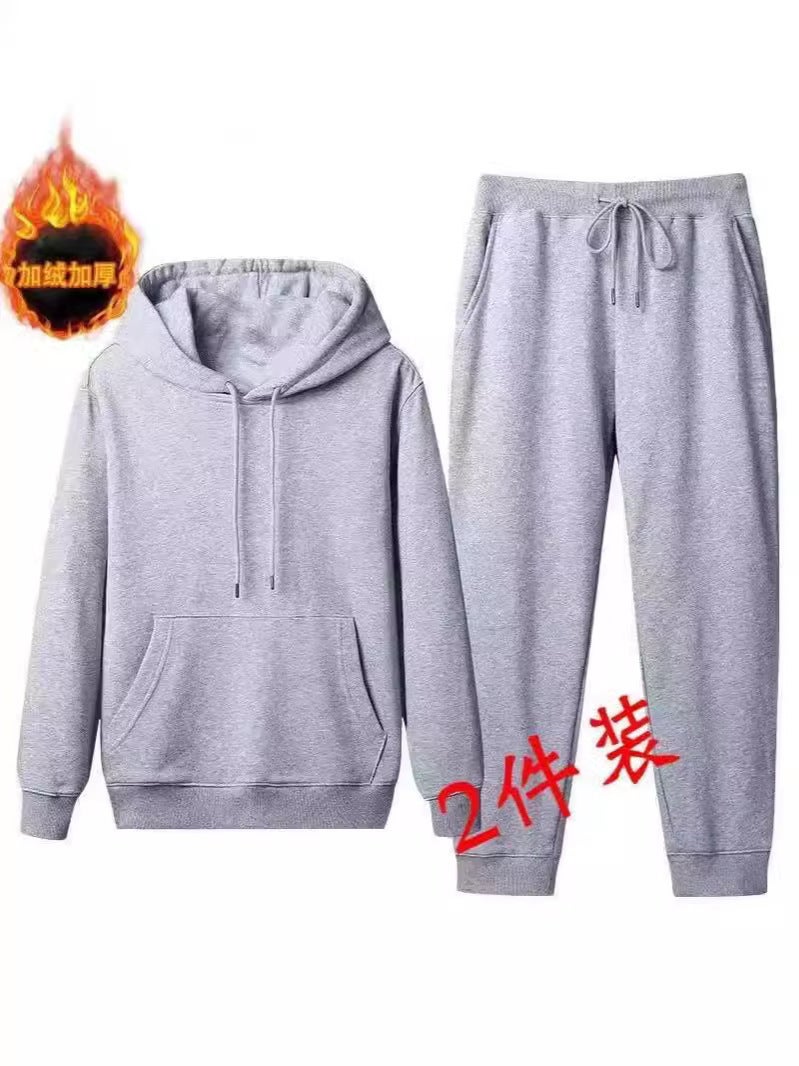 2024 Niche Winter Fleece-Lined Solid Color Cardigan Sweater Loose Plus Size Suit Simple Casual Hooded Zipper Jacket - Image 2