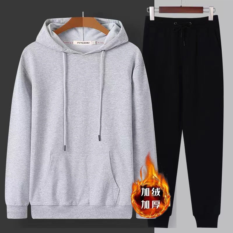 2024 Niche Winter Fleece-Lined Solid Color Cardigan Sweater Loose Plus Size Suit Simple Casual Hooded Zipper Jacket - Image 1
