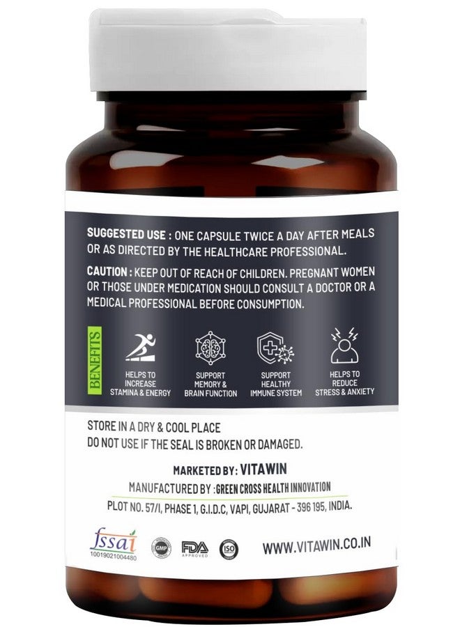 VitaWin Siberian Ginseng For Improve Immunity & Boost Energy, Stamina & Strength, Natural Herbal, 500 mg, Veg - 60 Capsules Nutrition Supplement - Image 2