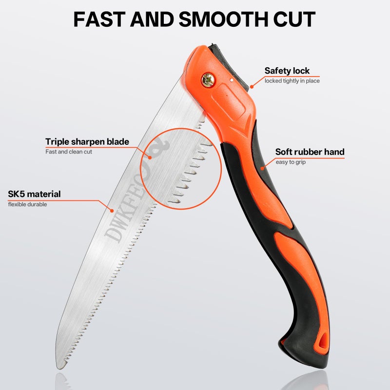 DWKFEOQ 3PCS DWKFEOQ Folding Saw and Stainless Steel Cable Saws Set, 11.8 Inch Long Blade Hand Saws for Wood Camping, Dry Wood Pruning Saw With Hard Teeth, Quality SK-5 Steel - Image 5