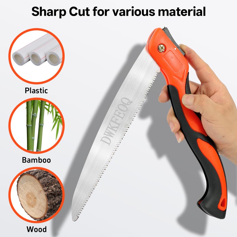 DWKFEOQ 3PCS DWKFEOQ Folding Saw and Stainless Steel Cable Saws Set, 11.8 Inch Long Blade Hand Saws for Wood Camping, Dry Wood Pruning Saw With Hard Teeth, Quality SK-5 Steel - Image 4