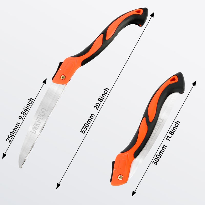 DWKFEOQ 3PCS DWKFEOQ Folding Saw and Stainless Steel Cable Saws Set, 11.8 Inch Long Blade Hand Saws for Wood Camping, Dry Wood Pruning Saw With Hard Teeth, Quality SK-5 Steel - Image 2