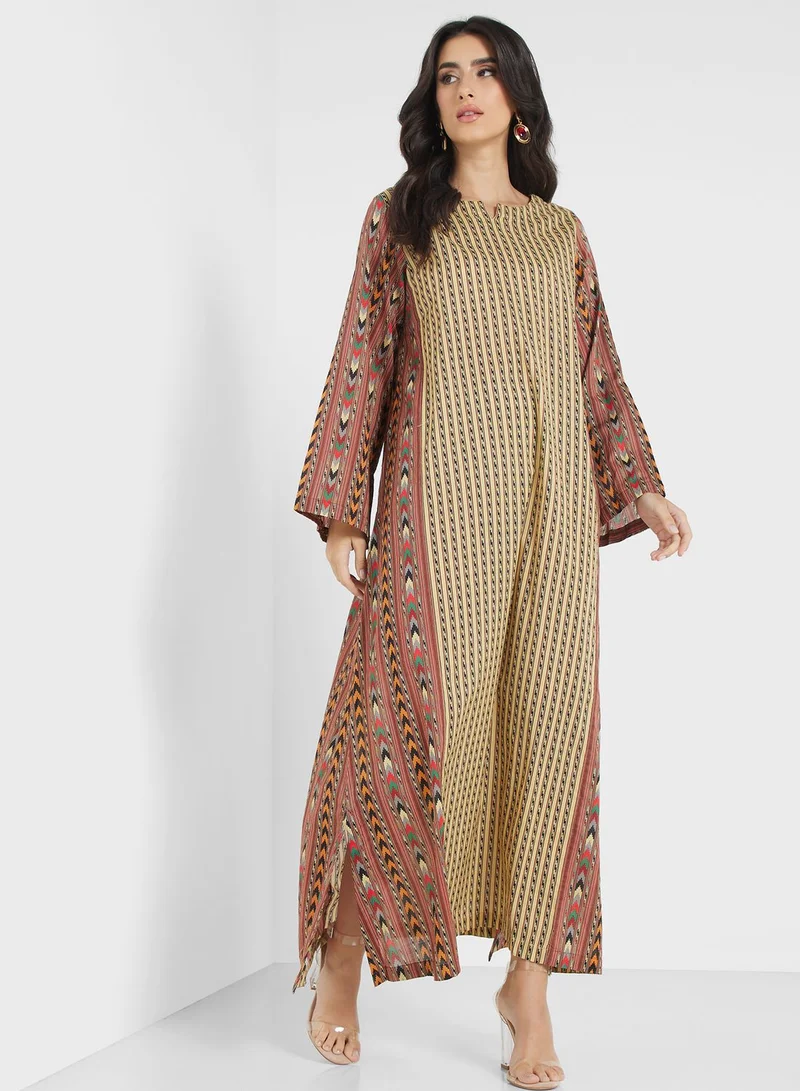 Nishat Linen Side Slit Printed Jalabiya