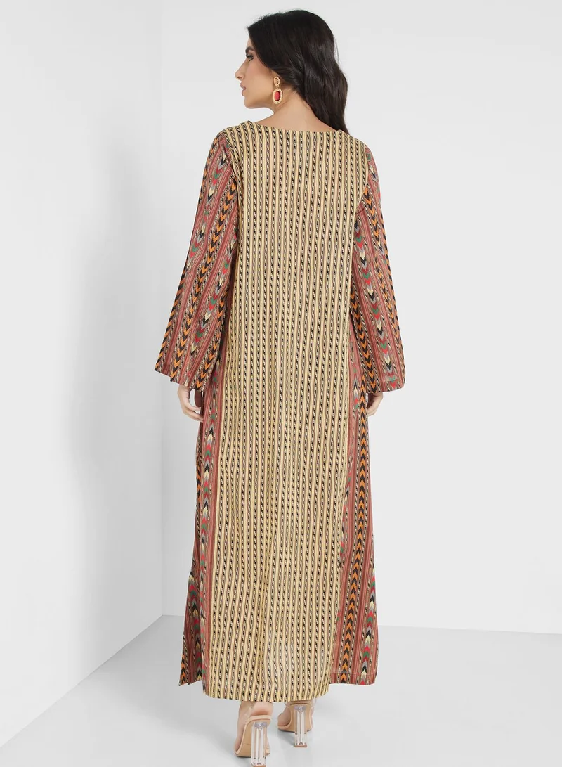 Nishat Linen Side Slit Printed Jalabiya
