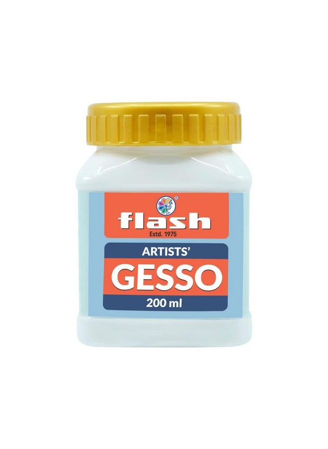 Flash - Flash Gesso For Acrylic Painting-Water Base Non-Toxic Universal Gesso Paint Primer For Artist Professionals Hobby Painters (200 ml-Gesso White) - Image 1
