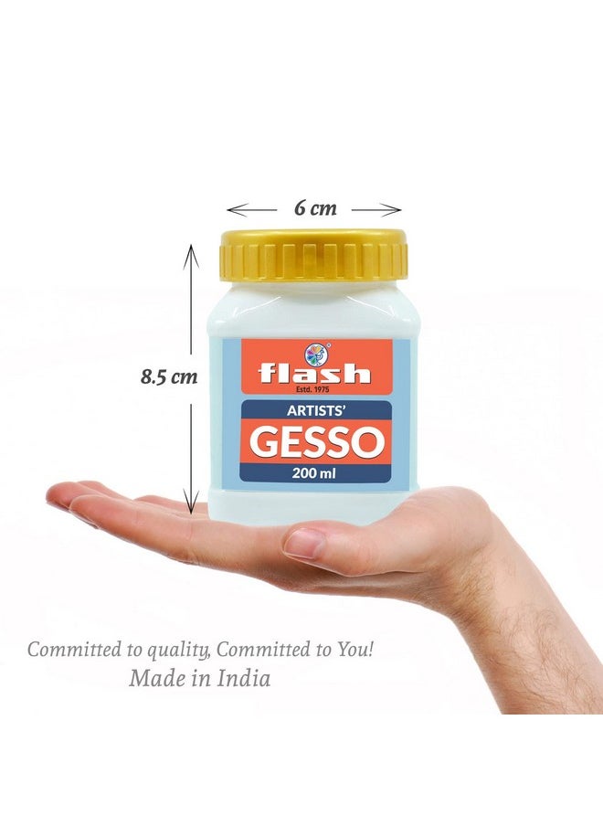 Flash - Flash Gesso For Acrylic Painting-Water Base Non-Toxic Universal Gesso Paint Primer For Artist Professionals Hobby Painters (200 ml-Gesso White) - Image 1