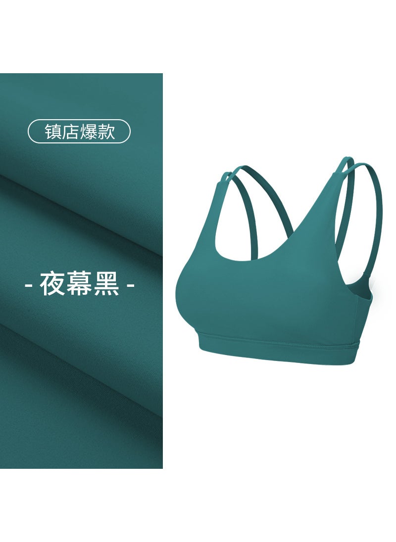 Generic - Dry-Fit Short Sports Bra Top Yoga Vest Removable Chest Pad Fitness Running Exercise Womens Tight Body Shaping Daily Wear Graphite Green - Image 1