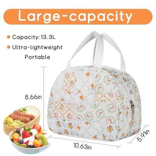 GISMTR Lunch Bag for Women Insulated Lunch Box Cute Quilted Lunch Tote Bags Reusable Large Capacity Cooler Bag for Travel Work Picnic - Image 2