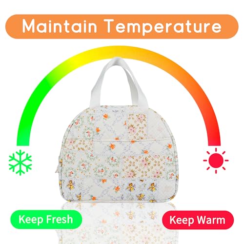 GISMTR Lunch Bag for Women Insulated Lunch Box Cute Quilted Lunch Tote Bags Reusable Large Capacity Cooler Bag for Travel Work Picnic - Image 3