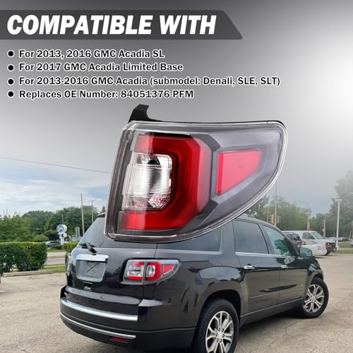 Clidr Tail Light for GMC Acadia 2013-2016/ GMC Acadia Limited 2017 Passenger Side 84051376-PFM BULB NOT INCLUDED (Right) - Image 2