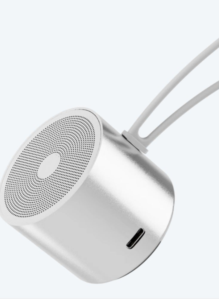 Wireless Mini Bluetooth Speaker, Small and Portable, High Quality, Heavy Bass, Silver Color+Charger - Image 1