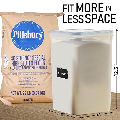 WHITE FEATHER SUPPLIES Flour Storage Container 2 PC [8.5L / 287 Oz] Extra Large Food Storage Containers with Lids - Airtight, Leak Proof, BPA-Free Plastic Flour Sugar Storage Containers - Bulk Storage for Kitchen & Pantry - Image 2