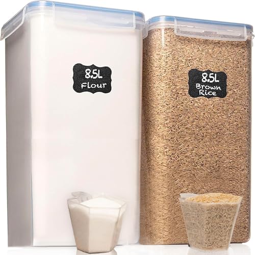 WHITE FEATHER SUPPLIES Flour Storage Container 2 PC [8.5L / 287 Oz] Extra Large Food Storage Containers with Lids - Airtight, Leak Proof, BPA-Free Plastic Flour Sugar Storage Containers - Bulk Storage for Kitchen & Pantry - Image 1