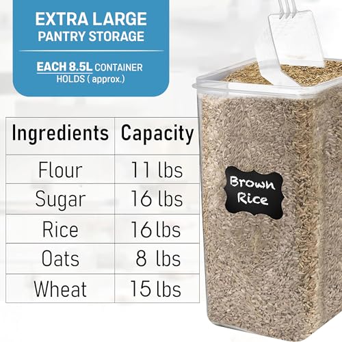 WHITE FEATHER SUPPLIES Flour Storage Container 2 PC [8.5L / 287 Oz] Extra Large Food Storage Containers with Lids - Airtight, Leak Proof, BPA-Free Plastic Flour Sugar Storage Containers - Bulk Storage for Kitchen & Pantry - Image 3