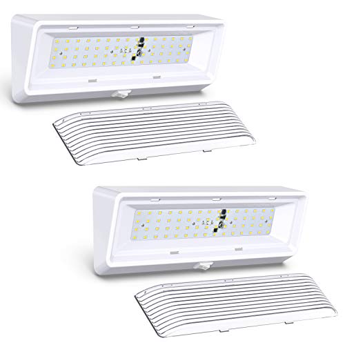 Leisure LED ضوء شرفة خارجي LED 2 حزمة مع مفتاح XL 12 فولت 650 لومن. إضاءة بديلة للسيارات الترفيهية، والمقطورات، والمعسكرات، والعجلات الخامسة قاعدة بيضاء عدسة شفافة (أبيض، 2-حزمة) - Image 1
