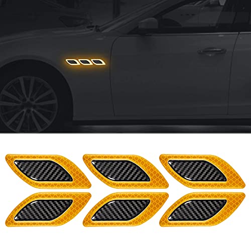 Allure Auto® Carbon Fiber Graphic Car Reflective Sticker,Warning Sign Bumper Door Fender Hood Anti-Scratch Cover Decal(Yellow) for Nissan Sunny - Image 1