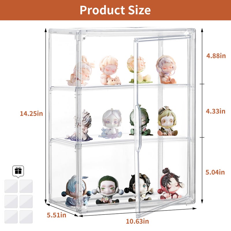 Attelite Acrylic Display Cases for Collectibles, 2 Pack 3 Layer Clear Display Case with Magnetic Door, Wall-Mounted Desktop Clear Showcase with 2 Adjustable Divider Storage Box for Action Figure - Image 2