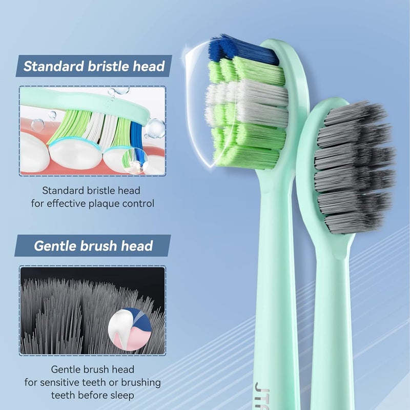 JTF Sonic Electric Toothbrush for Adults: 5 Modes with Smart Timer for Deep Cleaning & Whitening, 2 Brush Head Types for Sensitive Teeth, Gums & Braces, Travel-Friendly Case and Wireless Charging Base - Image 3