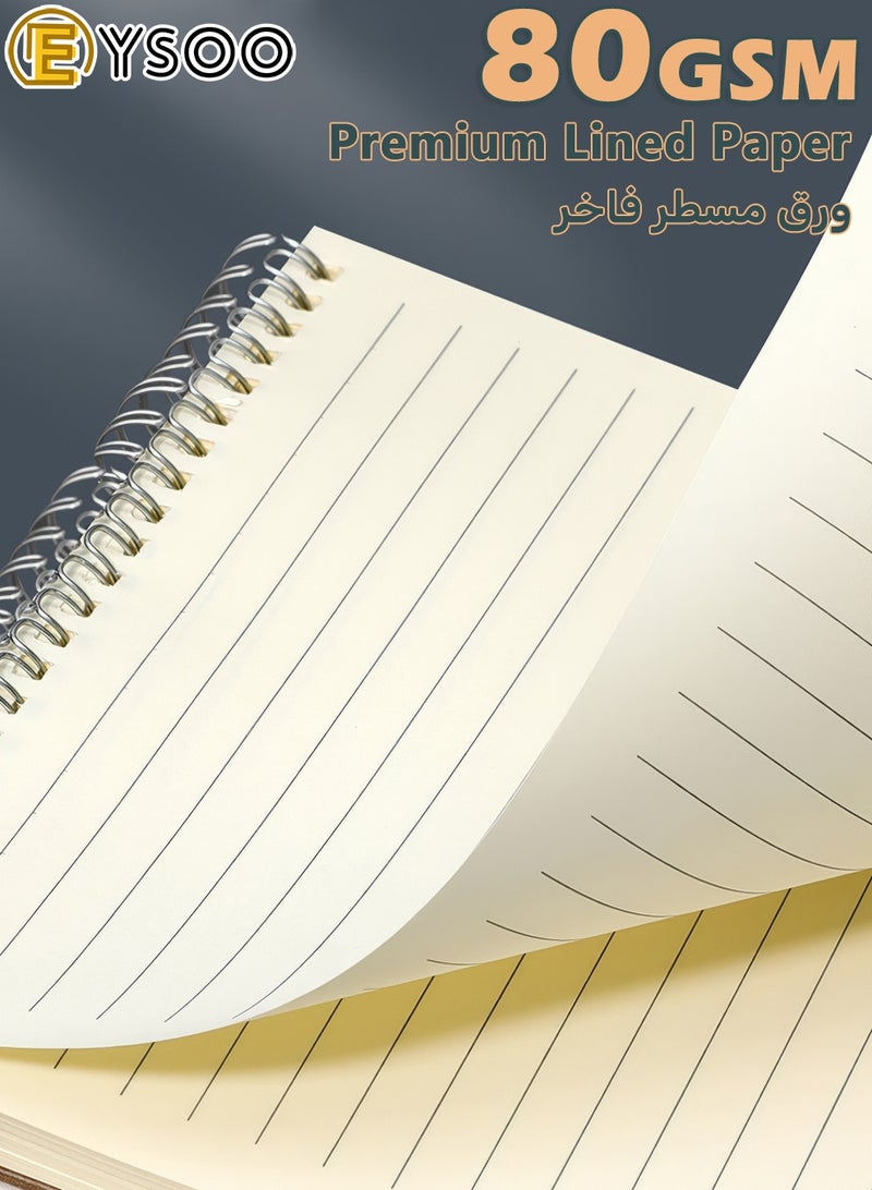  إيسو EYSOO A5 دفاتر حلزونية، عبوة من 4، دفاتر ملاحظات مسطرة، 80 ورقة / 160 صفحة، بحجم الجيب، غلاف صلب، للمكتب والمدرسة (مسطر) - Image 4