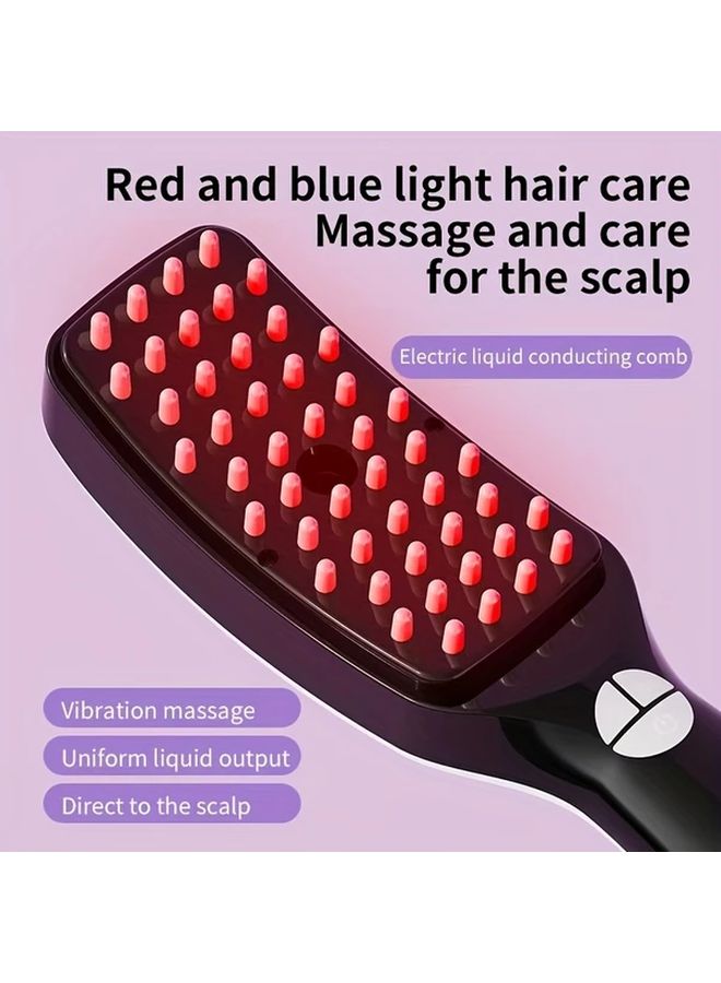 Black Portable Electric Massage Comb USB Rechargeable Red Blue Light For Scalp Styling Gift - Image 1