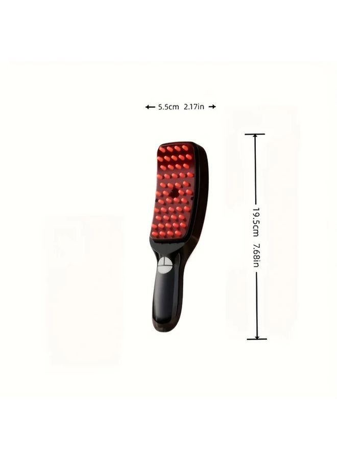 Black Portable Electric Massage Comb USB Rechargeable Red Blue Light For Scalp Styling Gift - Image 3
