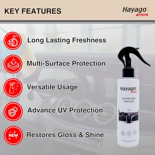 Hayago - Dashboard Dresser (250ml) | UV Protection & Shine Enhancer | Restor Plastic, Leather, Vinyl & Rubber. Complete Protection from UV Rays, Cracking, Fading of car interiors. - Image 2