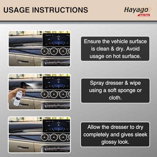 Hayago - Dashboard Dresser (250ml) | UV Protection & Shine Enhancer | Restor Plastic, Leather, Vinyl & Rubber. Complete Protection from UV Rays, Cracking, Fading of car interiors. - Image 3