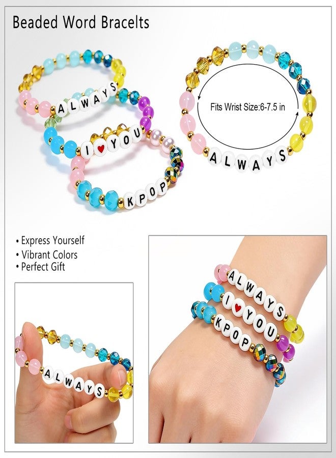 Blinket 3 PCS Korea-Pop Merch Bracelets, Stackable Stretch Friendship Beaded Bracelets for Women Little Fans Birthday Gifts Accessories Jewelry - Image 2