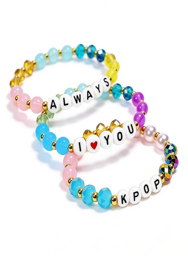 Blinket 3 PCS Korea-Pop Merch Bracelets, Stackable Stretch Friendship Beaded Bracelets for Women Little Fans Birthday Gifts Accessories Jewelry - Image 1