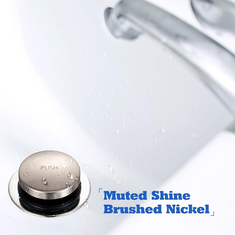 Dreyoo Bathtub Pop up Drain Stopper, Bathtub Drain Plug with 3/8'', 5/16'' Thread Studs and Star Shape Lock Washer, Tip Toe Shower Stopper Universal(2 Pack,Brushed Nickel) - Image 3